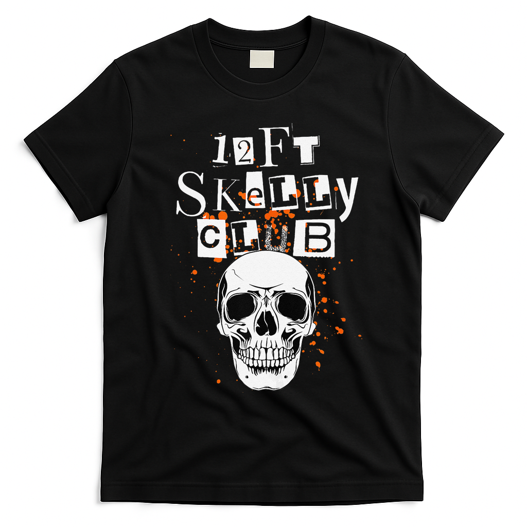 12Ft Skeleton Club Halloween T-Shirt - Black