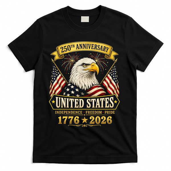 250th Anniversary USA 250 Years Independence Freedom Pride T-Shirt - Black
