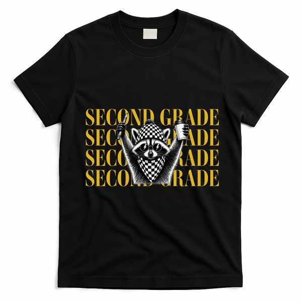 2nd Second Grade Raccoon Back To School T-Shirt - Black