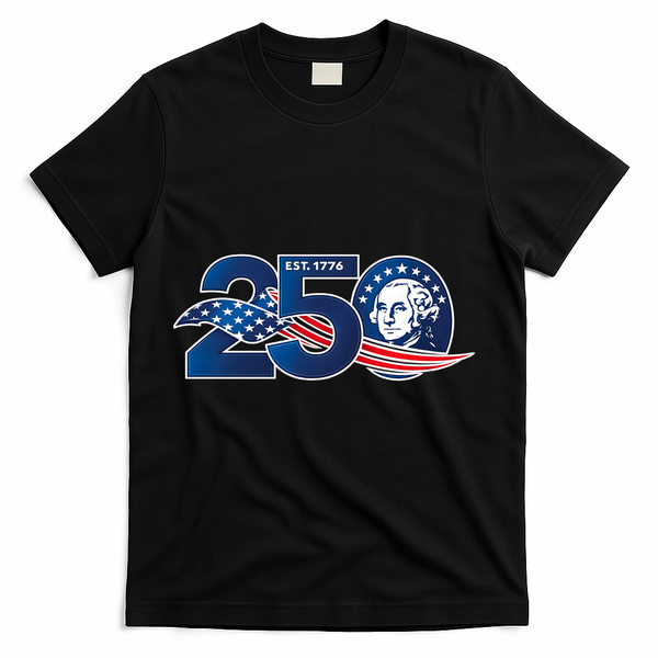 250 Years America 250th Anniversary Patriotic Est 1776 T-Shirt - Black