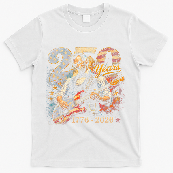 250 Years Abe Lincoln Playing Guitar 250th Anniversary T-Shirt - White