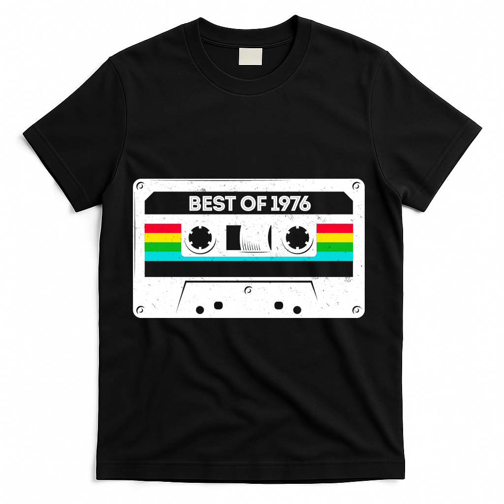 50th Birthday Best Of 1976 Cassette Mix Tape T-Shirt - Black
