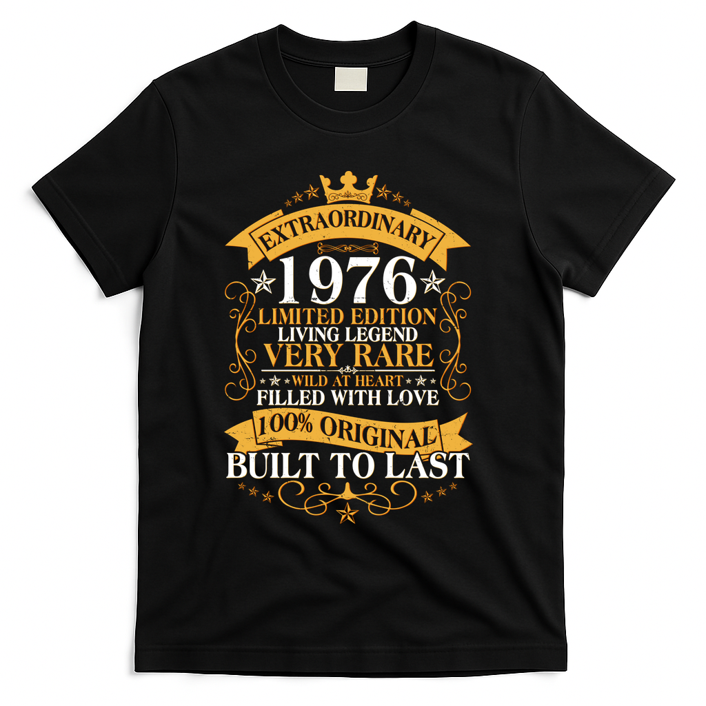 50th Birthday Extraordinary 1976 Limited Edition Living Legend Very Rare T-Shirt - Black
