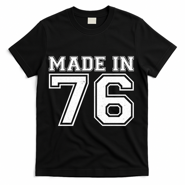50 Birthday Made In 1976 Sports Jersey T-Shirt - Black