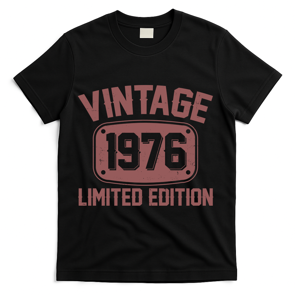 50th Birthday Vintage 1976 Limited Edition Birthday Metal Plate T-Shirt - Black