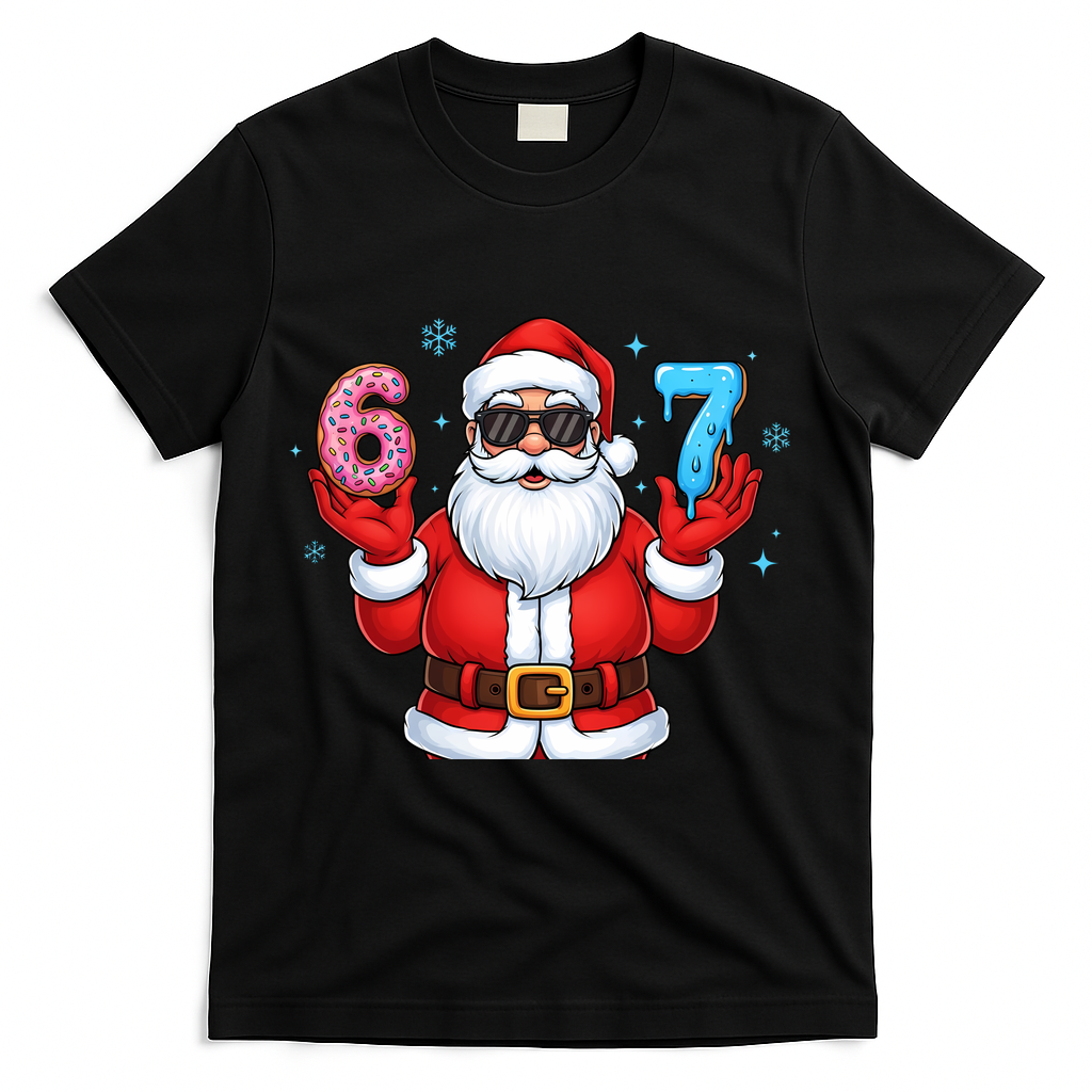 6-7 Meme Cool Santa Claus 67 T-Shirt - Black