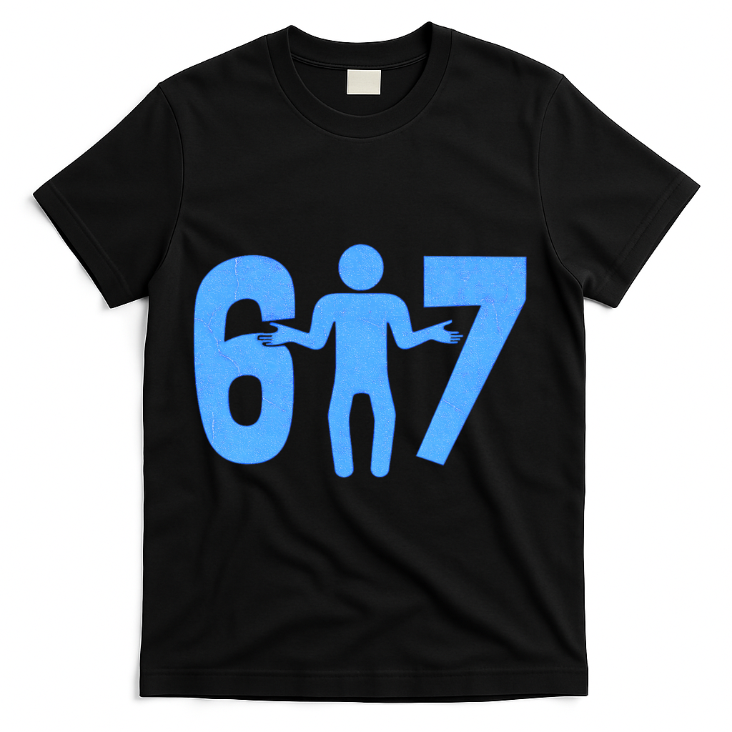 6-7 Stick Figure 67 Meme T-Shirt - Black