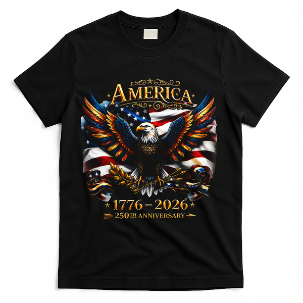 America 250th Anniversary 1776-2026 American Eagle T-Shirt - Black