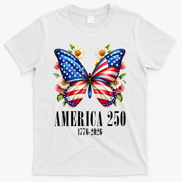America 250 Years 1776-2026 250th Anniversary Butterfly T-Shirt - White