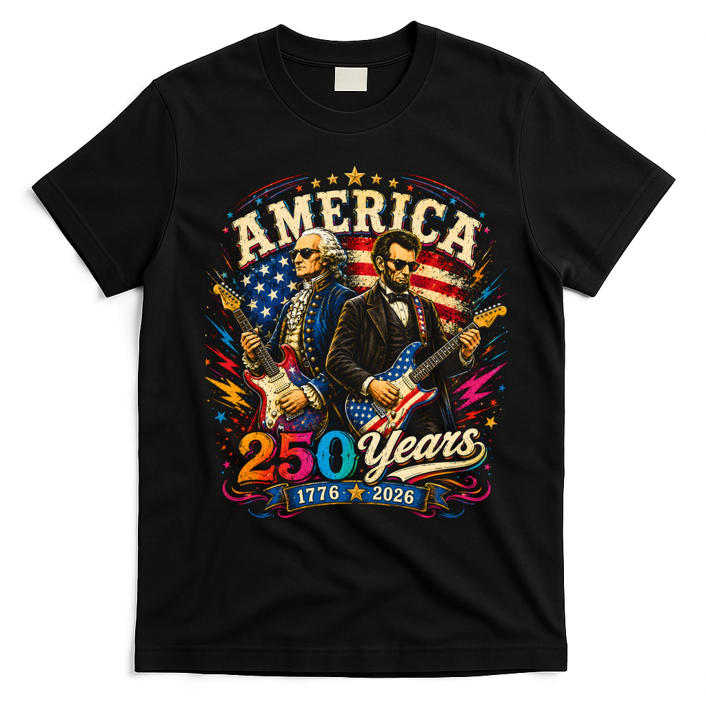 America 250 Years Celebration Presidents T-Shirt - Black