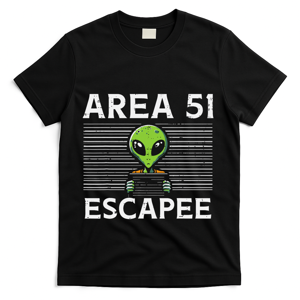 Alien Area 51 Escapee Funny Costume Ufo T-Shirt - Black