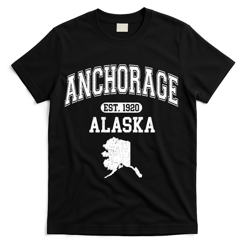 Anchorage Alaska Est. 1920 Varsity T-Shirt - Black