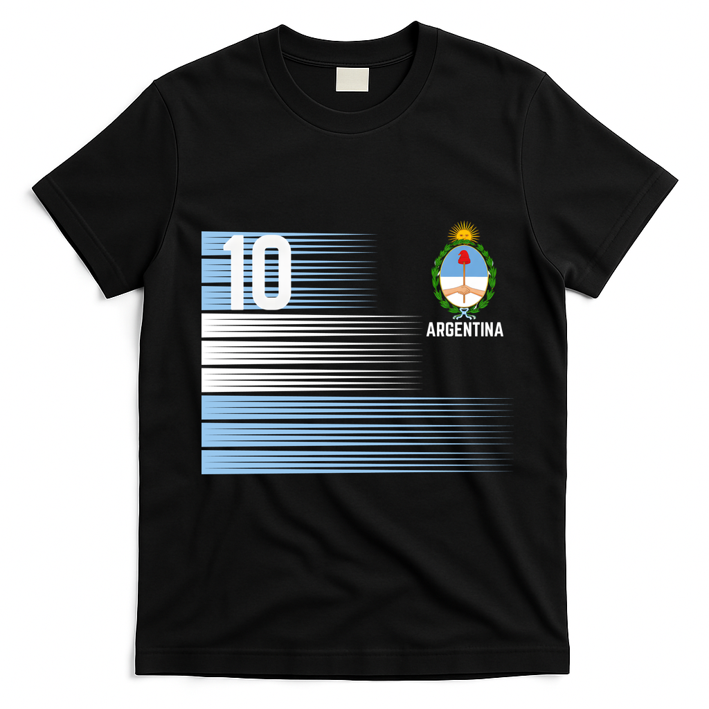 Argentina Jersey Number 10 Soccer Fan T-Shirt - Black