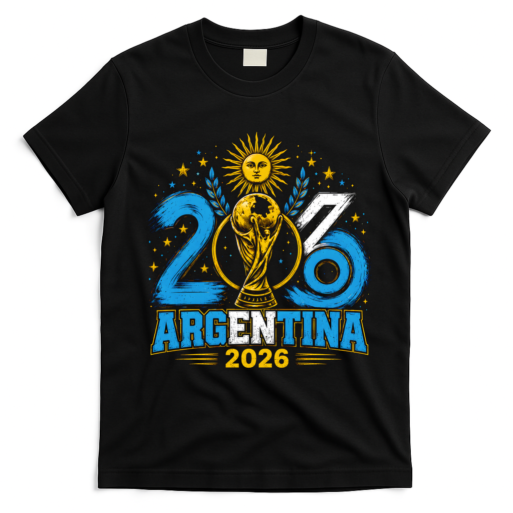 Argentina Soccer World 2026 Championship Celebration T-Shirt - Black