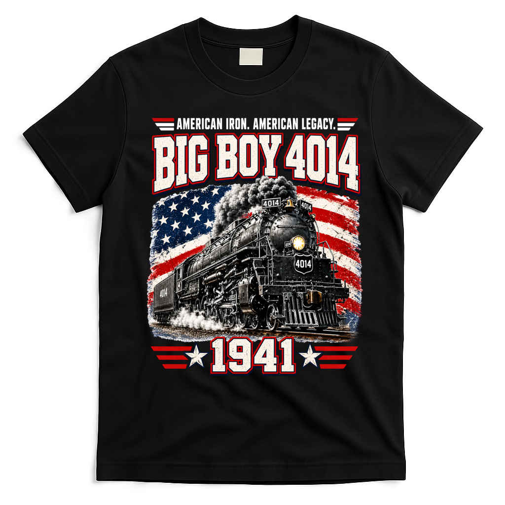 Big Boy 4014 Steam Locomotive Vintage Railroad T-Shirt - Black