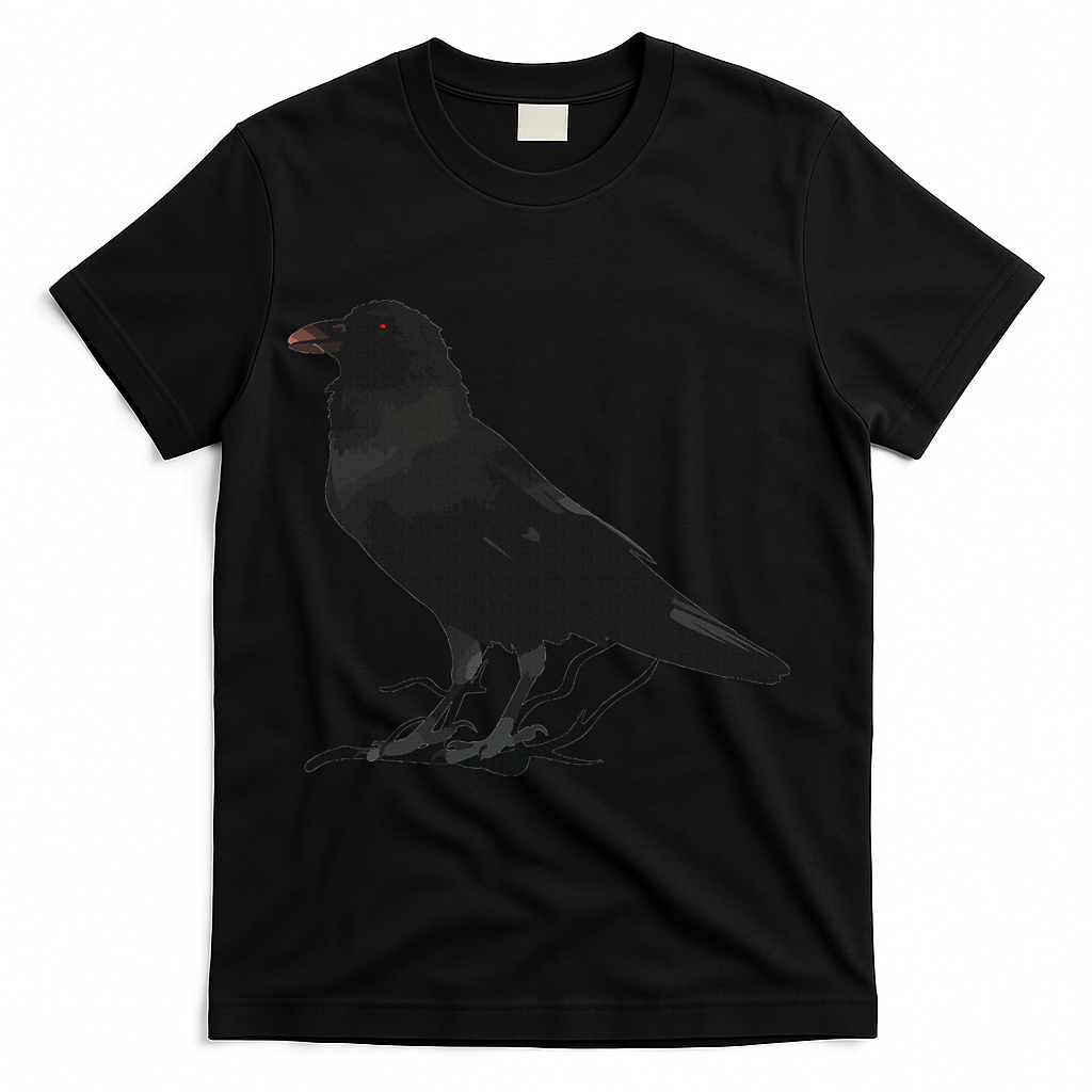 Beautiful Black Crow Raven Bird Silhouette T-Shirt - Black