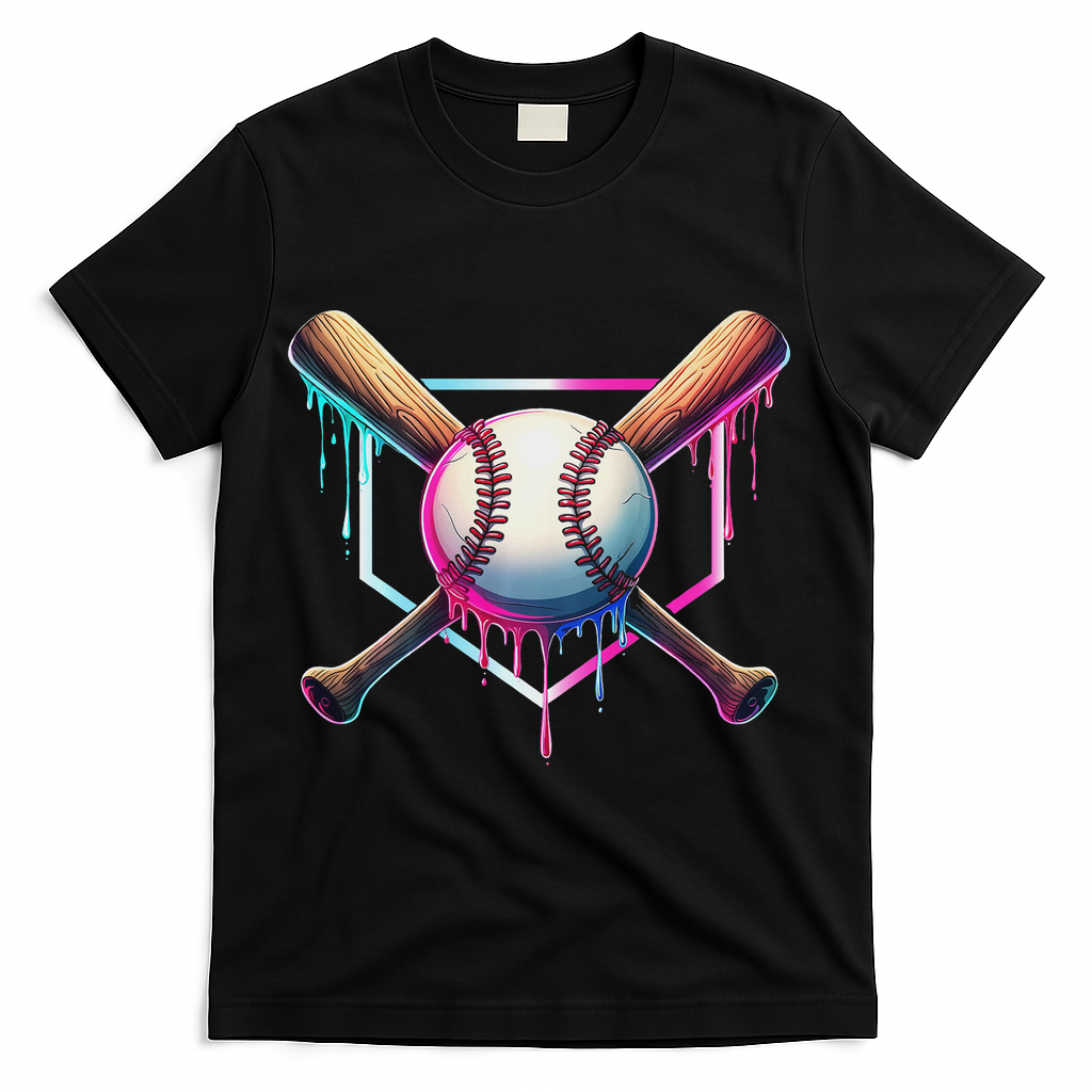 Baseball Drip For Ice Cream Respect The Drip T-Shirt - Black