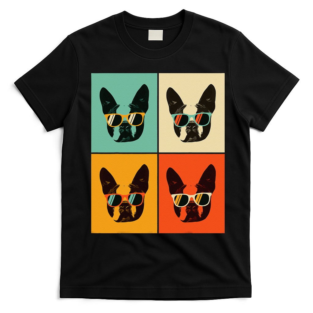 Bostie Dog Lover Gift Funny Boston Terrier With Sunglasses T-Shirt - Black
