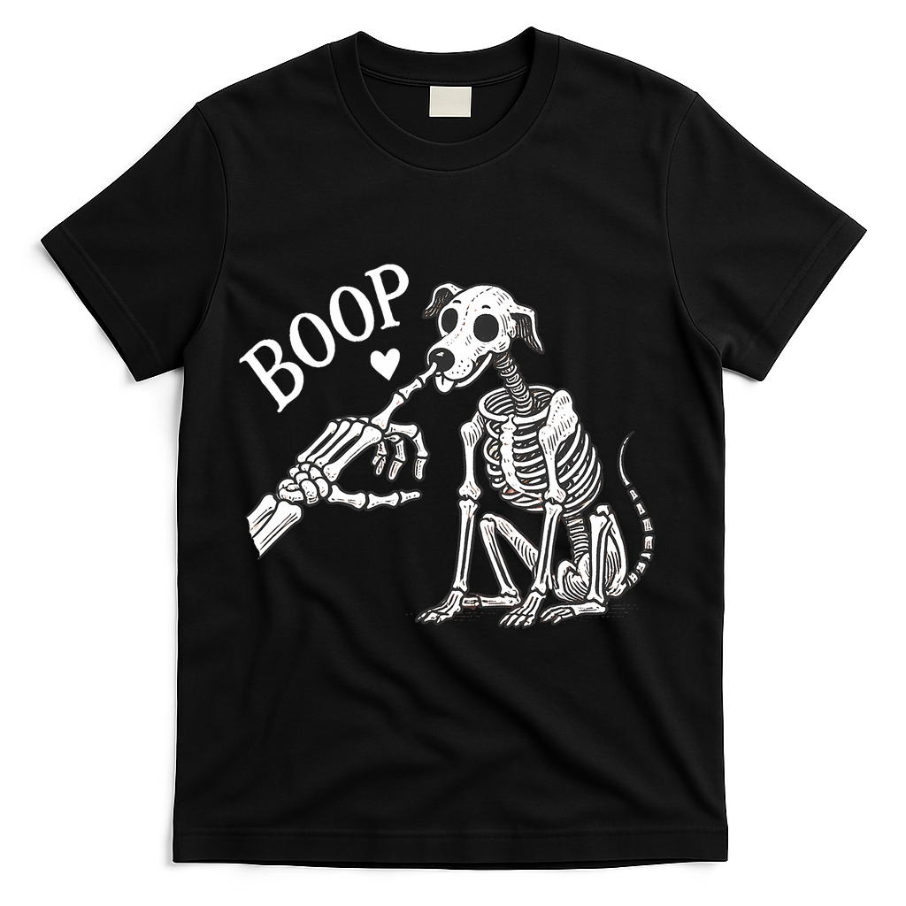 Boop Hand Skeleton And Dog T-Shirt - Black