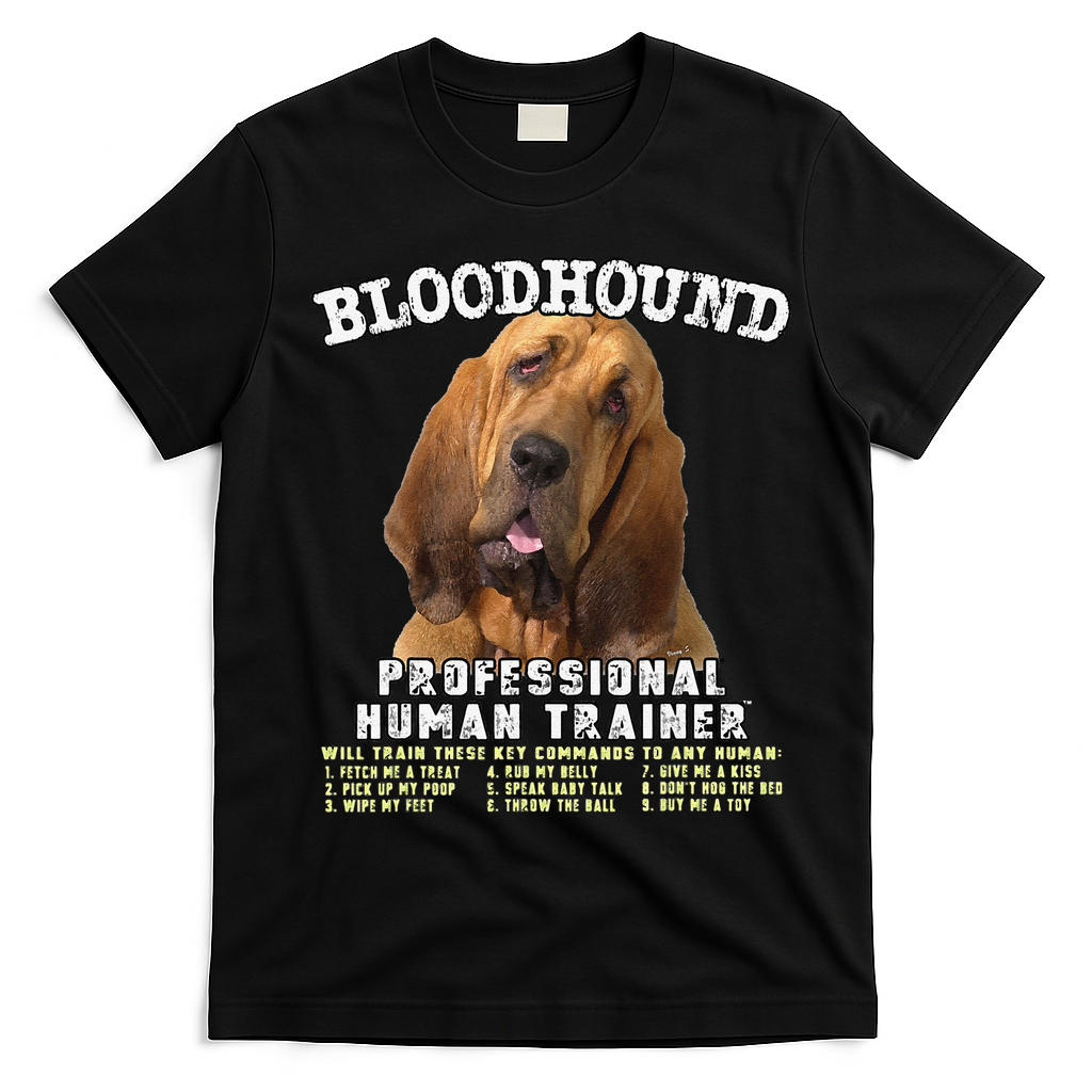 Bloodhound Professional Human Trainer Cute Dog T-Shirt - Black