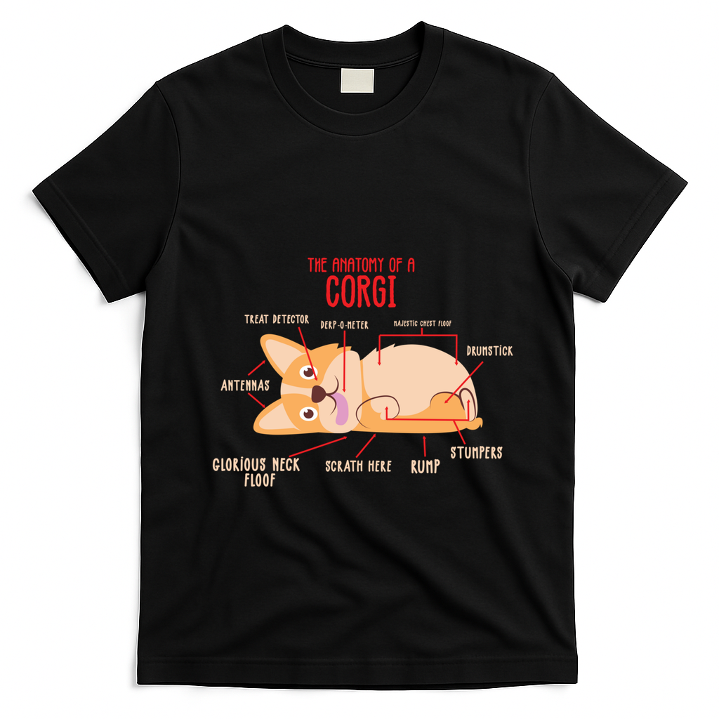 Corgi: Anatomy Of A Corgi Funny Dog Owner Gift T-Shirt - Black