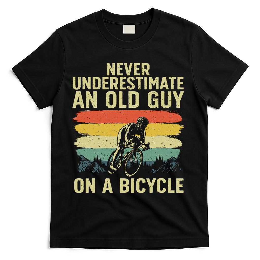 Cool Cycling Art For Grandpa Bicycle Riding Cycle Racing T-Shirt - Black