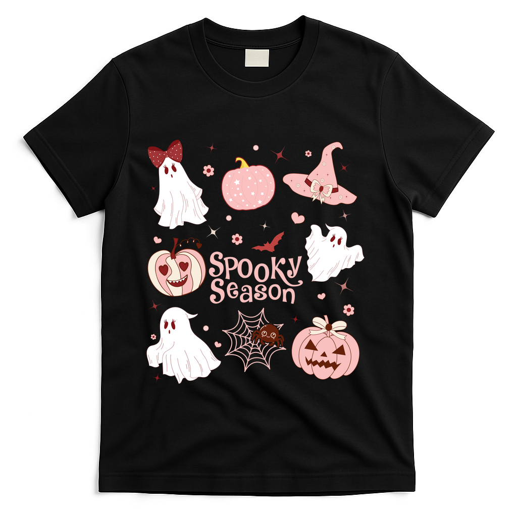 Cute Coquette Spooky Season T-Shirt - Black