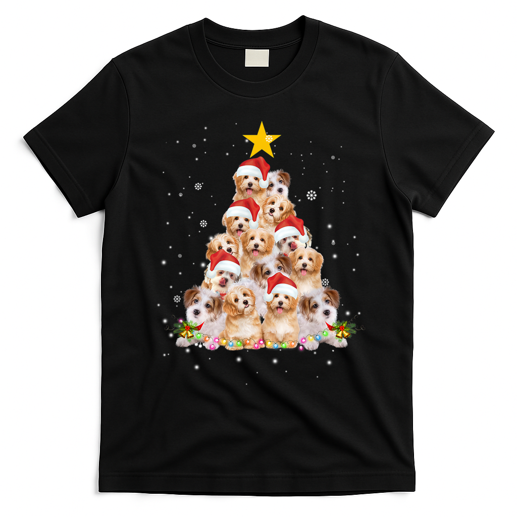 Cavachon Christmas Tree Funny Dog Lover Gifts Xmas Pajamas T-Shirt - Black
