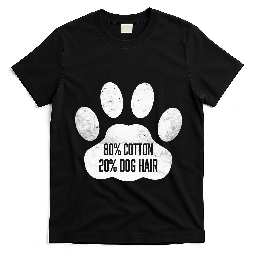 Cotton Dog Hair Traces Of Dog Dog Sayings T-Shirt - Black