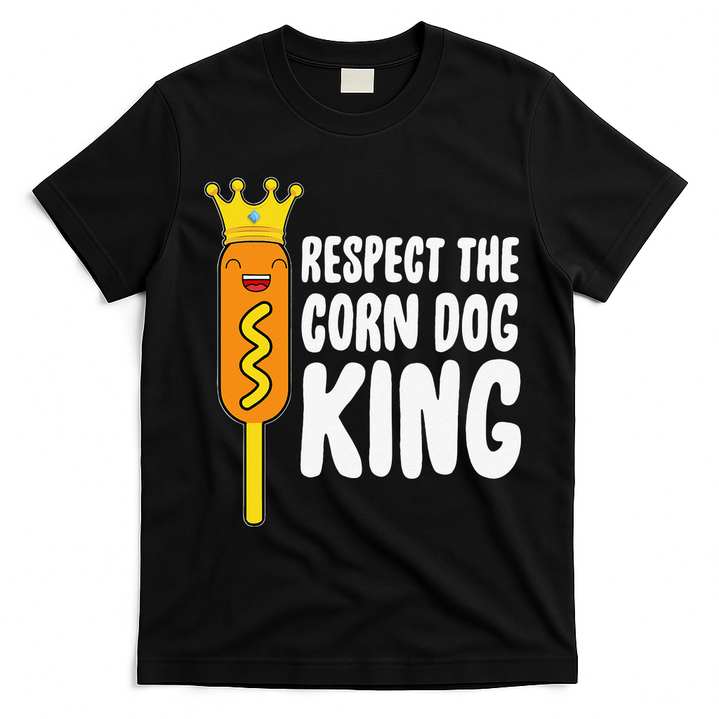 Corn Dog King Funny Costume Respect The Corn Dog King T-Shirt - Black