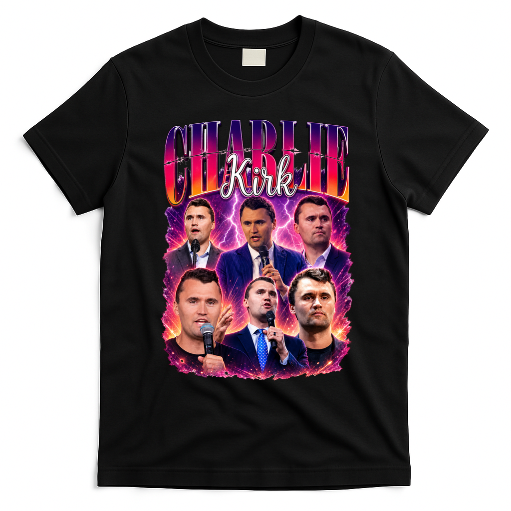 Charlie Kirk Face Justice Memorial T-Shirt - Black