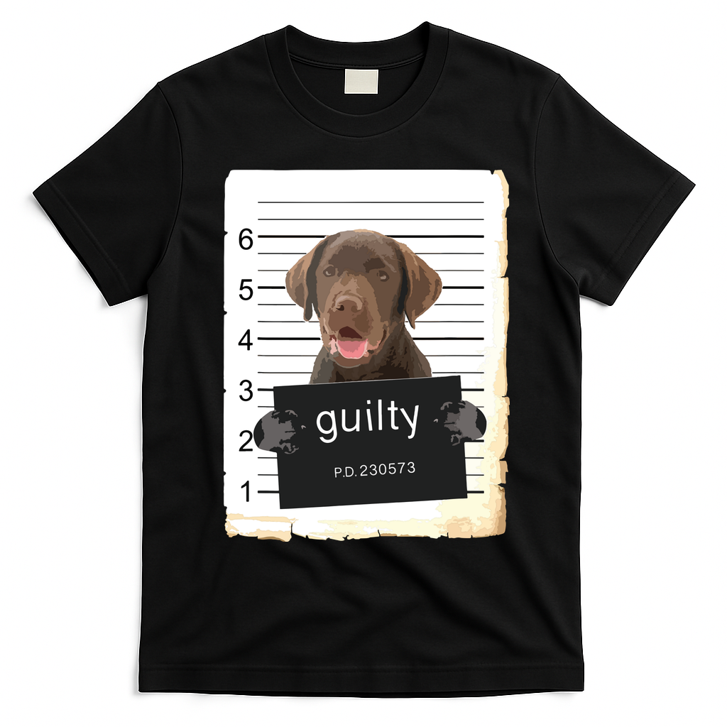 Chocolate Lab Labrador Dog Mug Shot Bad Dog T-Shirt - Black