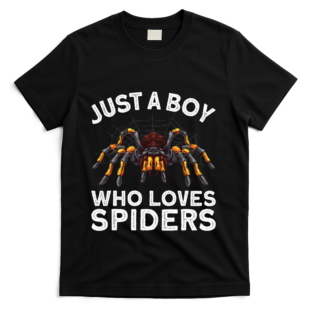 Cute Spider Spider Web Tarantula Arachnid T-Shirt - Black