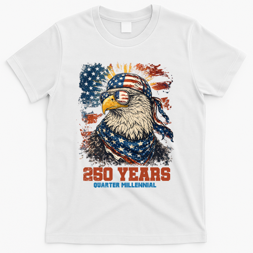 Celebrate USA 250 Years Quarter Millennial Eagle T-Shirt - White