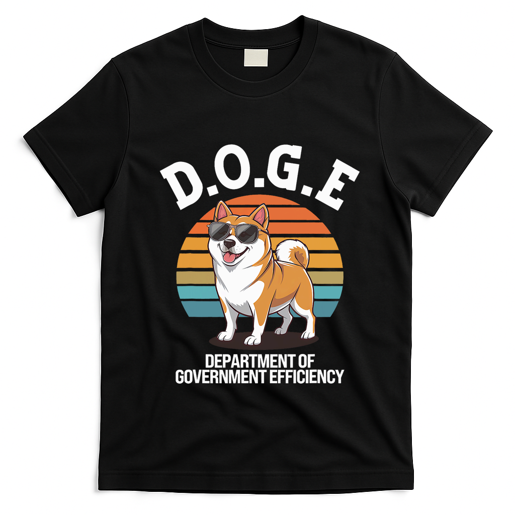 Doge Department Of Government Efficiency Cute Shiba Inu Dog T-Shirt - Black