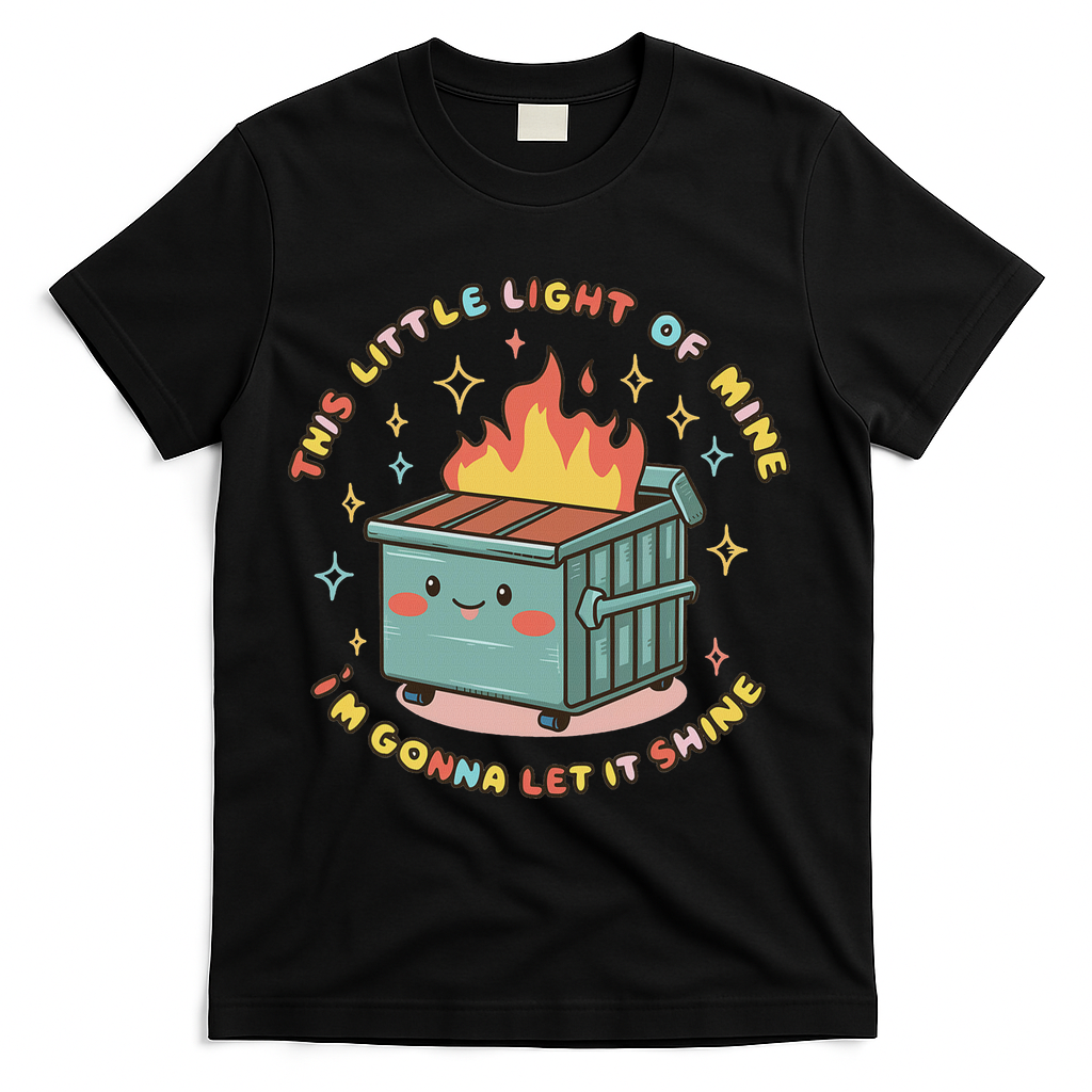 Dumpster Fire Light I'm Gonna Let It Shine Halloween T-Shirt - Black