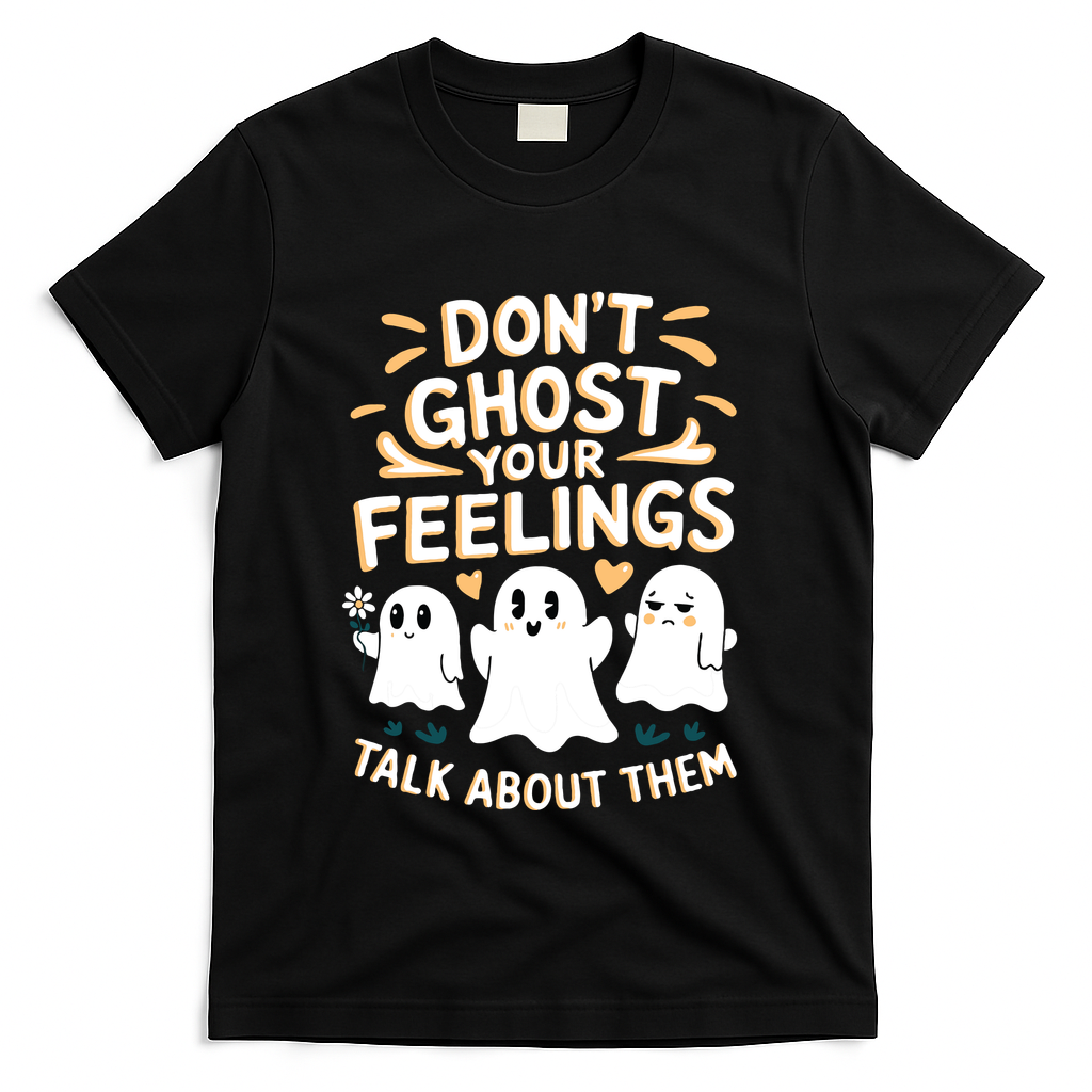 DonT Ghost Your Feelings Halloween Mental Health T-Shirt - Black