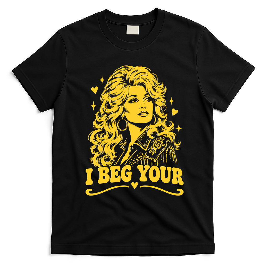 Dolly I Beg Your Parden Funny Slogan T-Shirt - Black