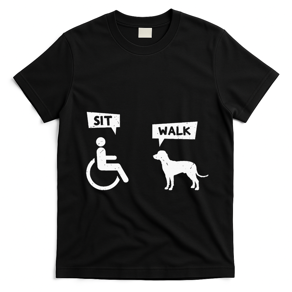 Dog Pet Lover Funny Sit Walk Wheelchair User For Dogs Owner T-Shirt - Black