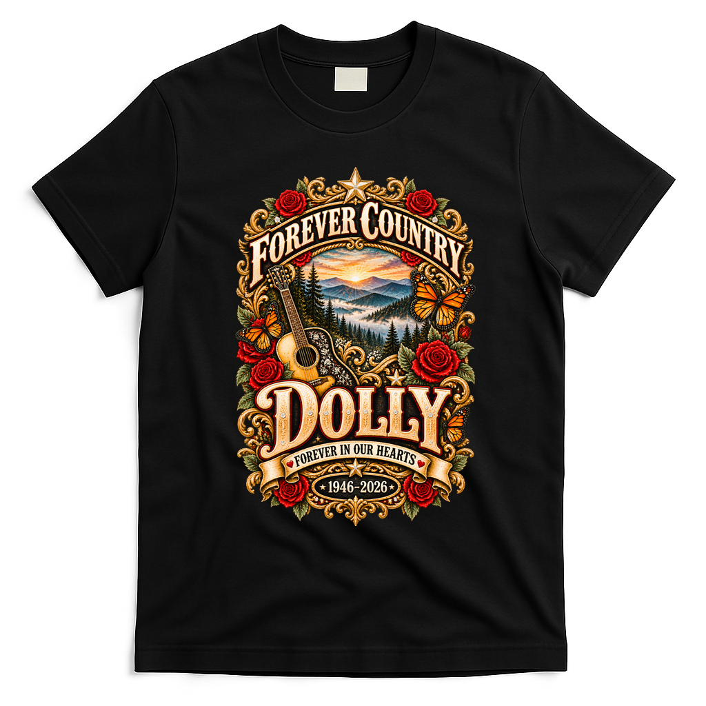 Dolly Tribute Forever Country 1946-2026 T-Shirt - Black