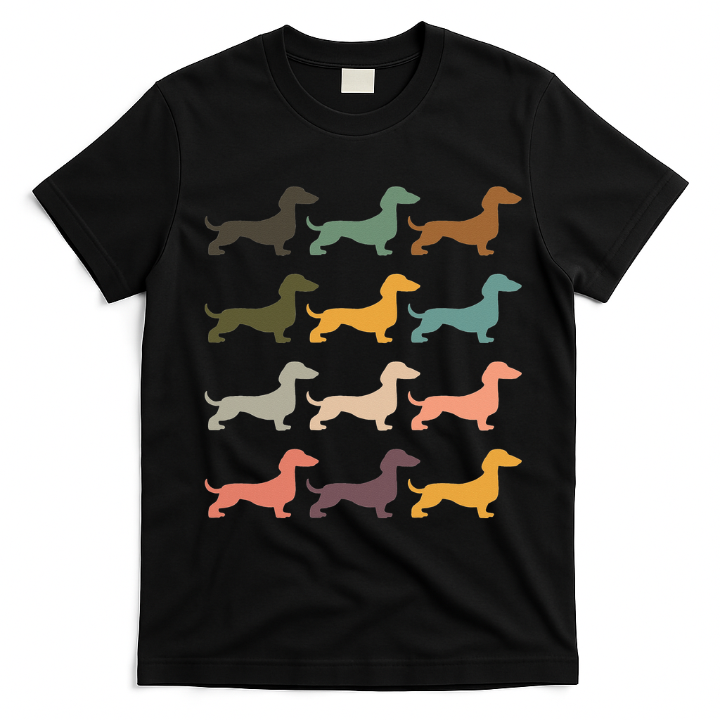 Dachshund Vintage Silhouette funny Dog Lover T-Shirt - Black