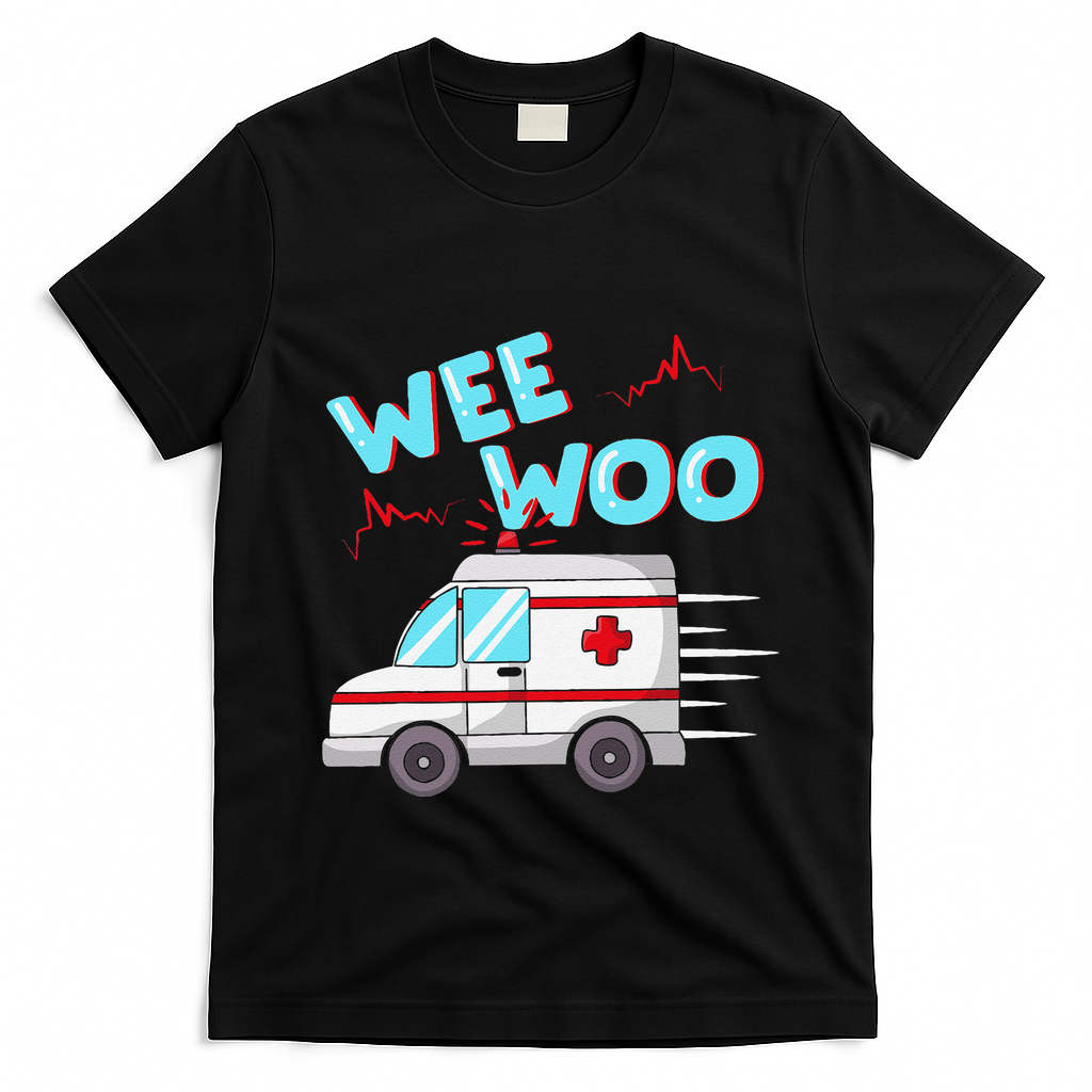 Ems Ambulance Wee Woo Paramedic Emt Gift Boo Boo Bus T-Shirt - Black