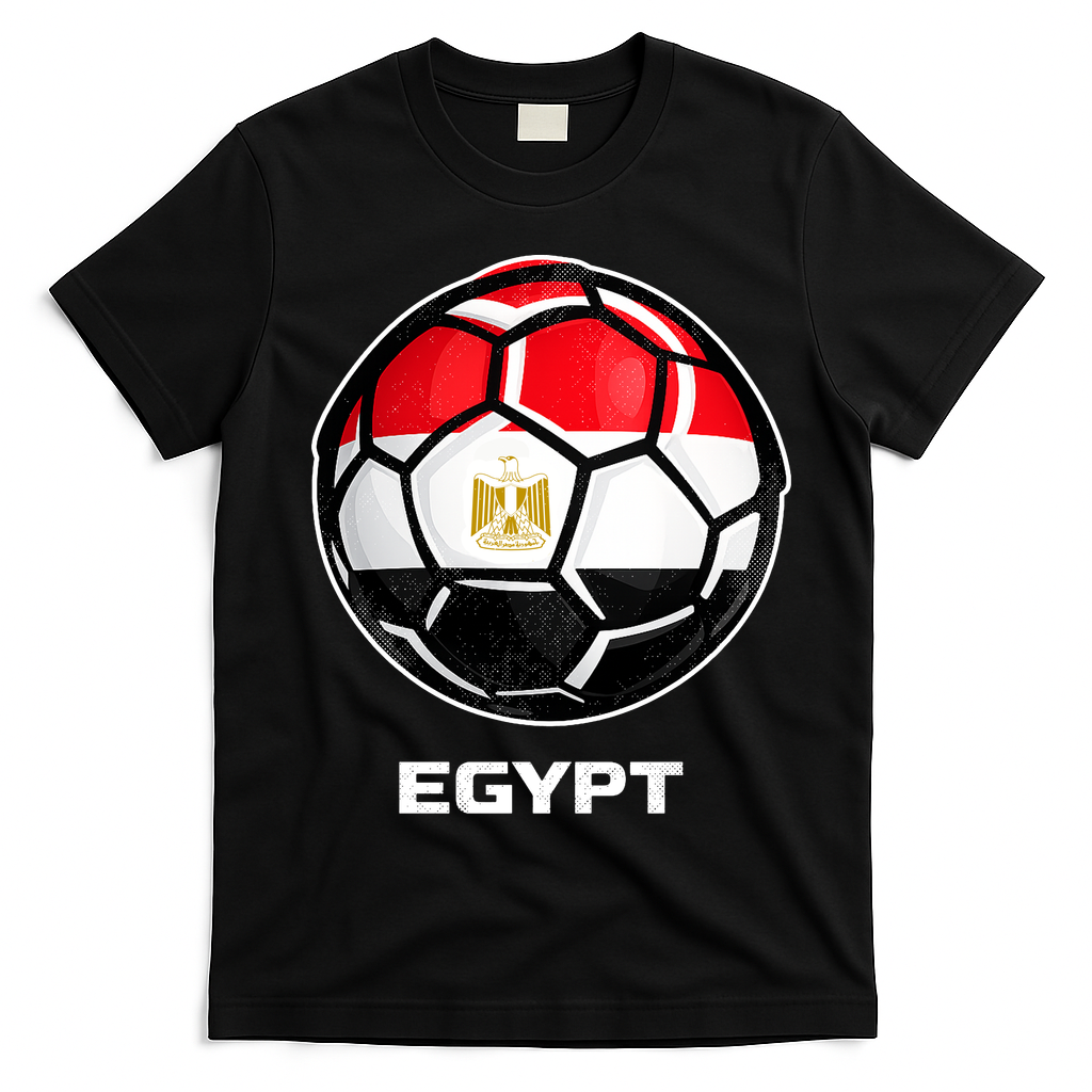 Egypt Flag Soccer Ball Vintage T-Shirt - Black