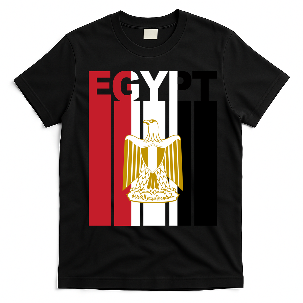 Egyptian Pride Flag National Emblem T-Shirt - Black