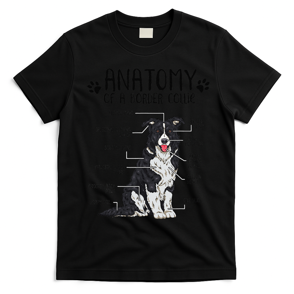 Funny Anatomy Border Collie Dog Lover Gift T-Shirt - Black