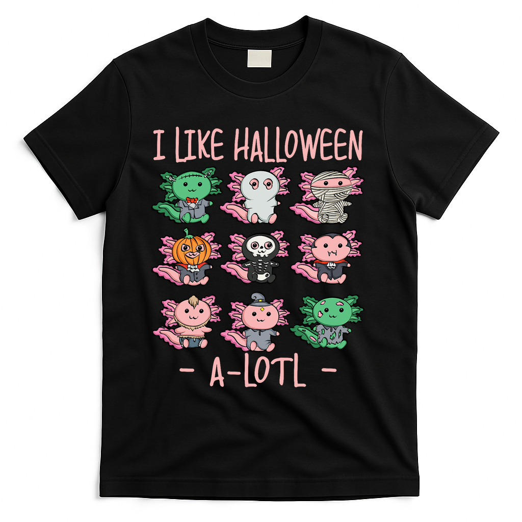 Funny Axolotl I Like Halloween A-Lotl Axolotl Costume T-Shirt - Black