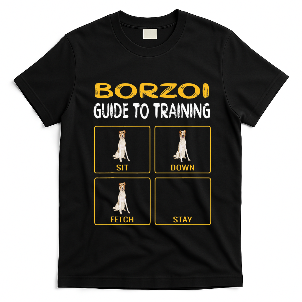 Funny Borzoi Guide To Training Dog Obedience T-Shirt - Black