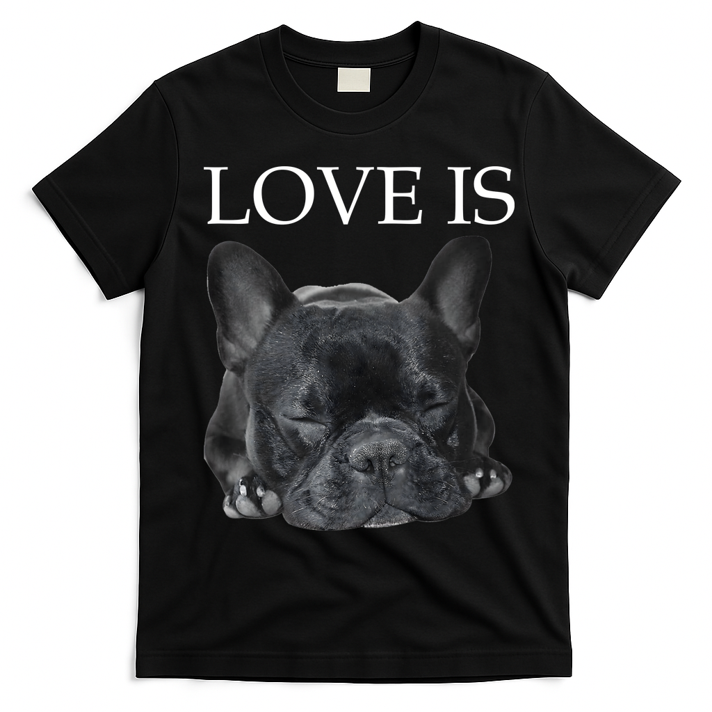 French Bulldog Love Is Cute Frenchie Dog Mom Gifts T-Shirt - Black