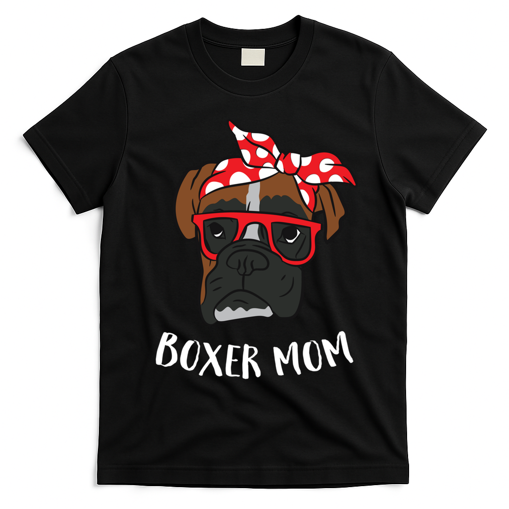 Funny Boxer Mom Cute Boxer Mama Gift For Boxer Mom Cool Gift T-Shirt - Black