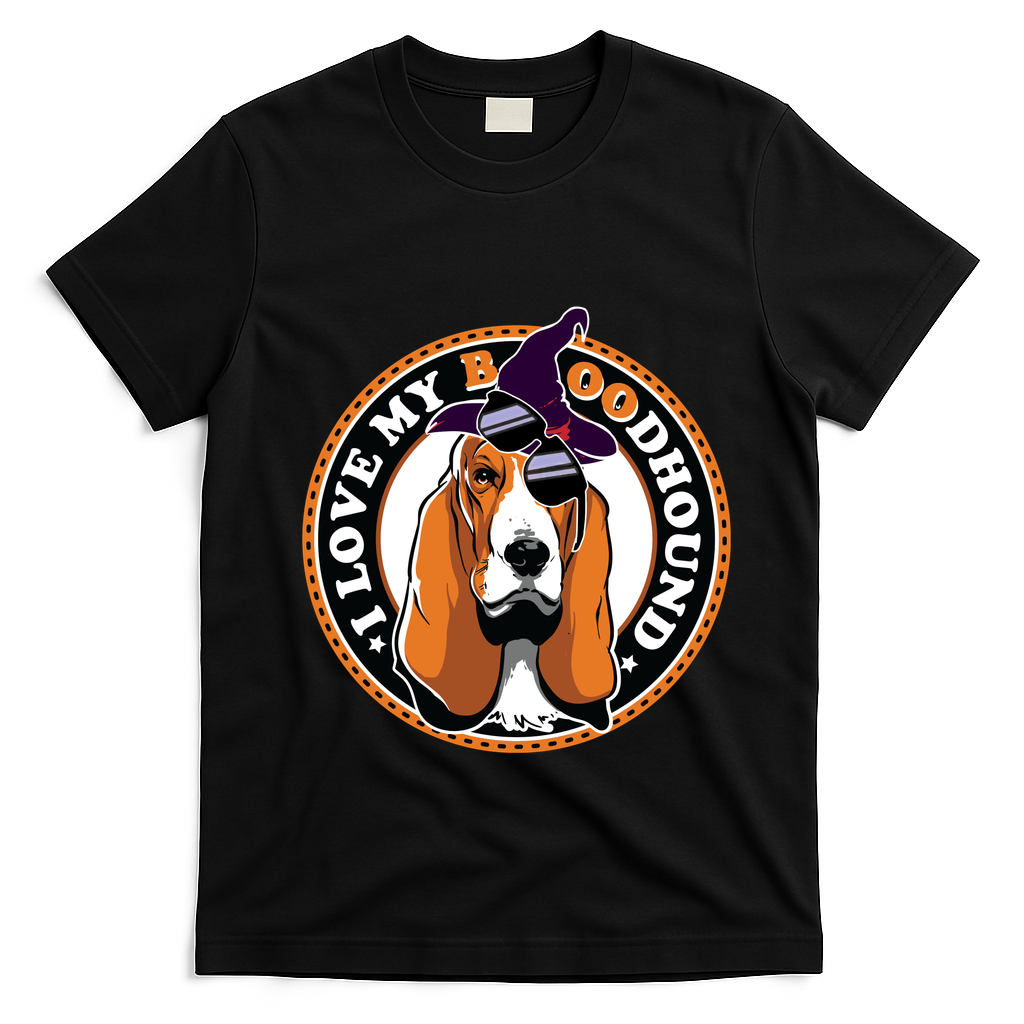 Funny Boo Puns Bloodhound Dog Lover T-Shirt - Black